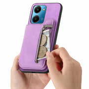 For Honor X7b / Play 8T 5G Retro MagSafe Zipper Wallet Card Bag Back Phone Case(Purple)
