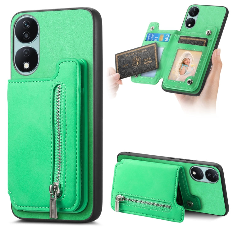 For Honor X7b / Play 8T 5G Retro MagSafe Zipper Wallet Card Bag Back Phone Case(Green) - Honor Cases by PMC TechLife | Online Shopping South Africa | PMC TechLife | Buy Now Pay Later Mobicred