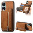 For Honor X7b / Play 8T 5G Retro MagSafe Zipper Wallet Card Bag Back Phone Case(Brown) - Honor Cases by PMC TechLife | Online Shopping South Africa | PMC TechLife | Buy Now Pay Later Mobicred