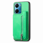 For Honor Play 7T / X7a Retro MagSafe Zipper Wallet Card Bag Back Phone Case(Green)