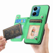 For Honor Play 7T / X7a Retro MagSafe Zipper Wallet Card Bag Back Phone Case(Green)