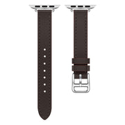 For Apple Watch 46mm / 49mm / 45mm / 44mm Classic Connector Buckle Slim Cow Real Leather Watch Band(Dark Brown)
