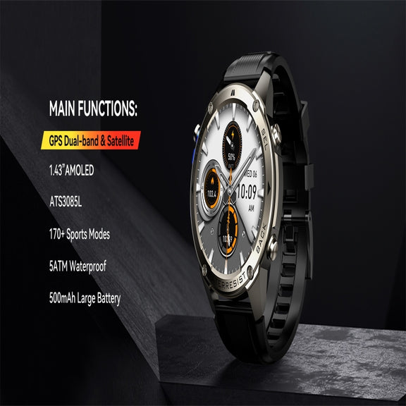 DM56 1.43 inch Color Screen Smart Watch, Support Bluetooth Call / Wellness Tracking(Black)