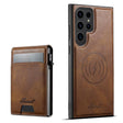 For Samsung Galaxy S25 Ultra 5G Suteni H19 Oil Wax 2-in-1 MagSafe Removable Card Box Back Phone Case(Brown) - Galaxy S25 Ultra 5G Cases by Suteni | Online Shopping South Africa | PMC TechLife | Buy Now Pay Later Mobicred