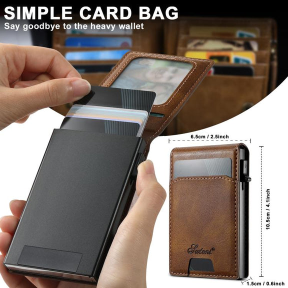 For Samsung Galaxy S25 Ultra 5G Suteni H19 Oil Wax 2-in-1 MagSafe Removable Card Box Back Phone Case(Brown)