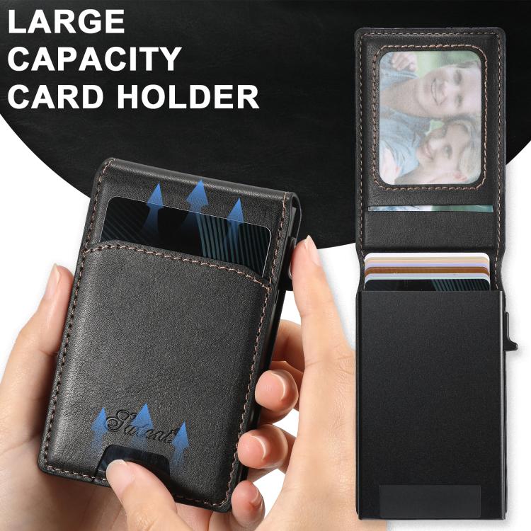 For Samsung Galaxy S25+ 5G Suteni H19 Oil Wax 2-in-1 MagSafe Removable Card Box Back Phone Case(Black)
