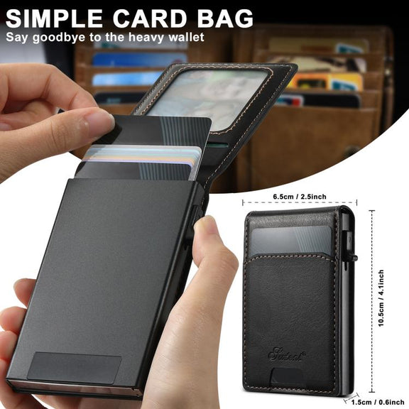 For Samsung Galaxy S25+ 5G Suteni H19 Oil Wax 2-in-1 MagSafe Removable Card Box Back Phone Case(Black)
