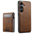 For Samsung Galaxy S25+ 5G Suteni H19 Oil Wax 2-in-1 MagSafe Removable Card Box Back Phone Case(Brown) - Galaxy S25+ 5G Cases by Suteni | Online Shopping South Africa | PMC TechLife | Buy Now Pay Later Mobicred