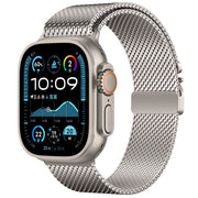 For Apple Watch 42mm / 41mm / 40mm / 38mm Umbrella Buckle Think Milanese Plate Stainless Steel Paracord Buckle Watch Band(Starlight)