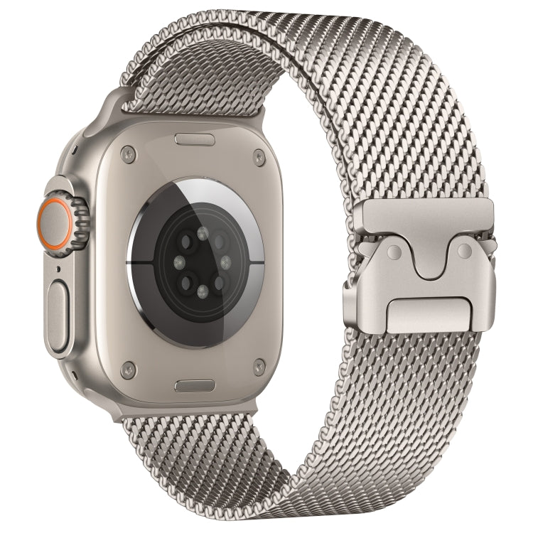 For Apple Watch 42mm / 41mm / 40mm / 38mm Umbrella Buckle Think Milanese Plate Stainless Steel Paracord Buckle Watch Band(Starlight)