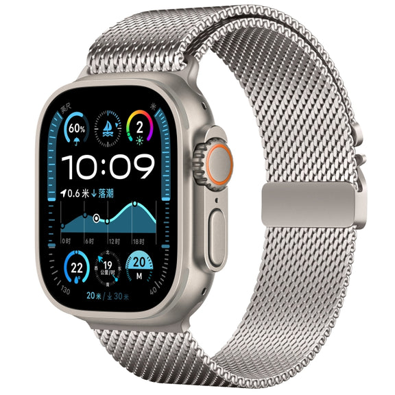 For Apple Watch 42mm / 41mm / 40mm / 38mm Umbrella Buckle Think Milanese Plate Stainless Steel Paracord Buckle Watch Band(Starlight)