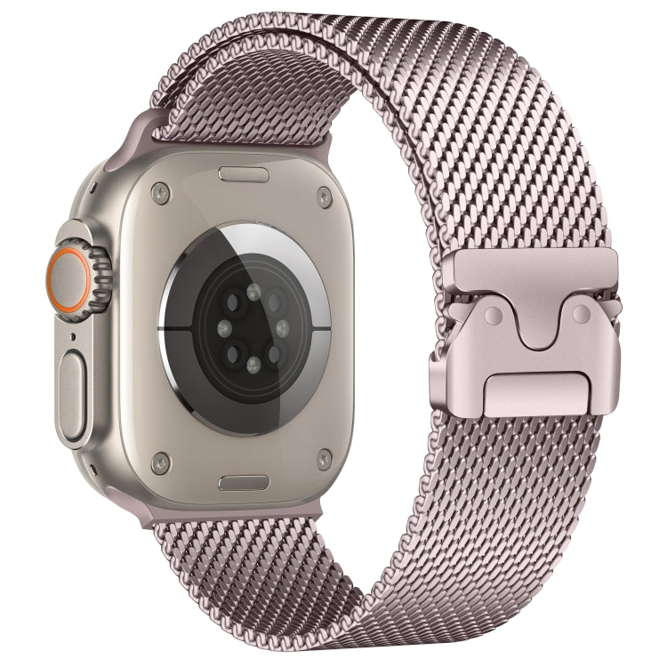 For Apple Watch 46mm / 49mm / 45mm / 44mm Umbrella Buckle Think Milanese Plate Stainless Steel Paracord Buckle Watch Band(Pink) - free shipping - PMC TechLife - Order now!