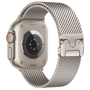 For Apple Watch 46mm / 49mm / 45mm / 44mm Umbrella Buckle Think Milanese Plate Stainless Steel Paracord Buckle Watch Band(Starlight)