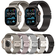 For Apple Watch 42mm / 41mm / 40mm / 38mm Umbrella Buckle Think Milanese Plate Stainless Steel Paracord Buckle Watch Band(Starlight)