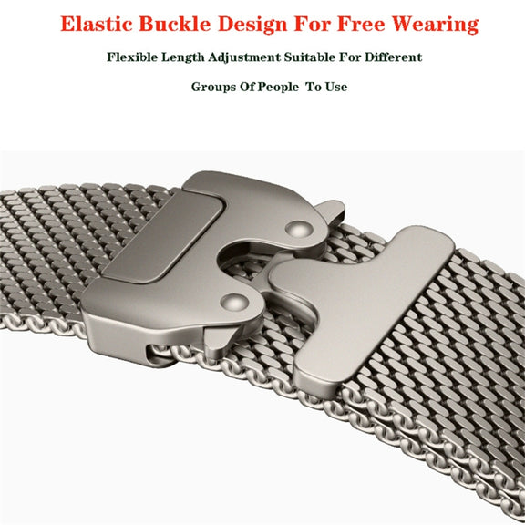 For Apple Watch 46mm / 49mm / 45mm / 44mm Umbrella Buckle Think Milanese Plate Stainless Steel Paracord Buckle Watch Band(Starlight)
