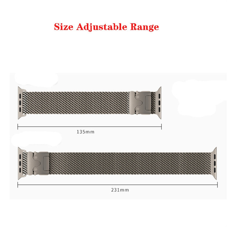 For Apple Watch 42mm / 41mm / 40mm / 38mm Umbrella Buckle Think Milanese Plate Stainless Steel Paracord Buckle Watch Band(Starlight)