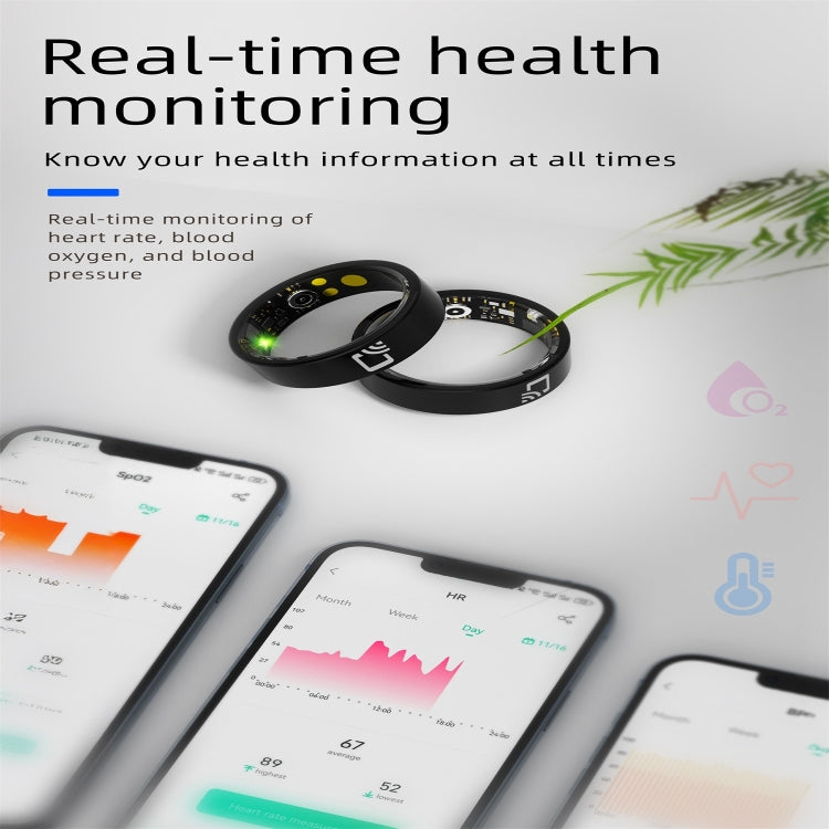 R20 SIZE 14 Smart Ring, Support Heart Rate / Blood Oxygen / Sleep Monitoring / Multiple Sports Modes(Black)