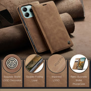 For Redmi Note 14 5G CaseMe 013 Multifunctional Horizontal Flip Leather Phone Case(Brown)