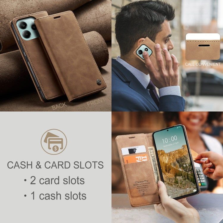 For Redmi Note 14 5G CaseMe 013 Multifunctional Horizontal Flip Leather Phone Case(Brown) - free shipping - PMC Jewellery - Order now!