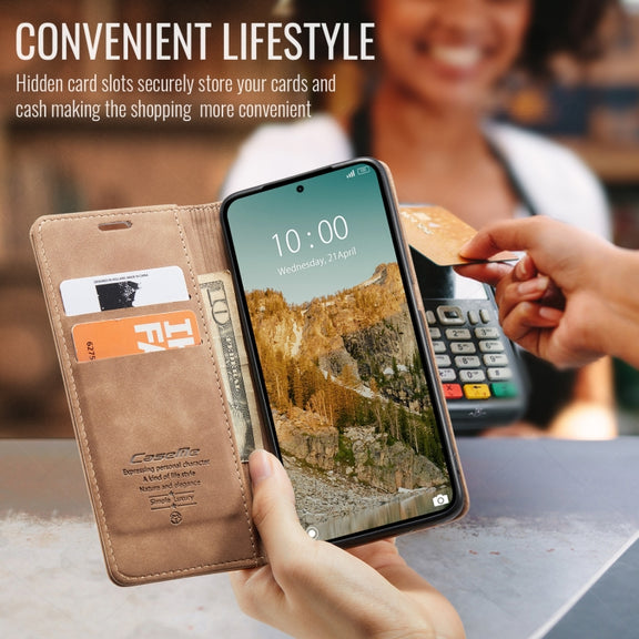 For Redmi Note 14 5G CaseMe 013 Multifunctional Horizontal Flip Leather Phone Case(Brown)