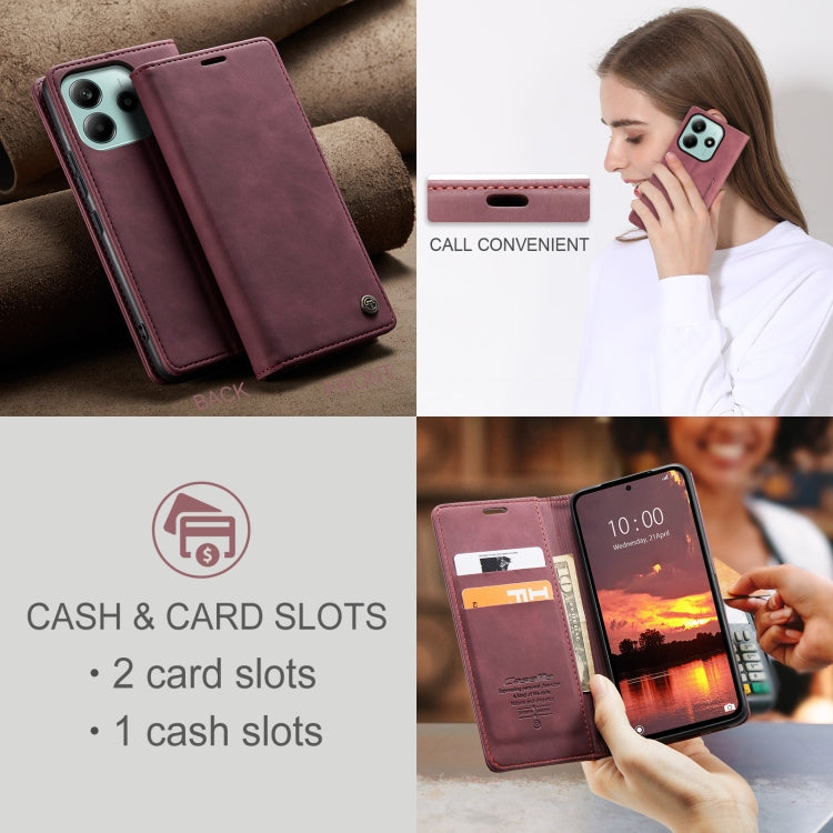 For Redmi Note 14 5G CaseMe 013 Multifunctional Horizontal Flip Leather Phone Case(Red)