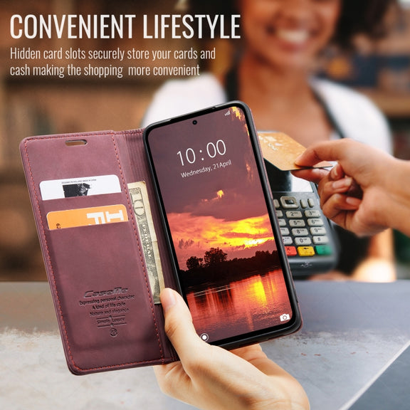 For Redmi Note 14 5G CaseMe 013 Multifunctional Horizontal Flip Leather Phone Case(Red)
