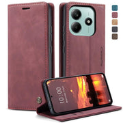 For Redmi Note 14 5G CaseMe 013 Multifunctional Horizontal Flip Leather Phone Case(Red)