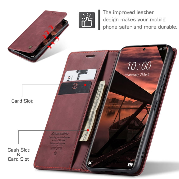 For Redmi Note 14 Pro 5G CaseMe 013 Multifunctional Horizontal Flip Leather Phone Case(Red)