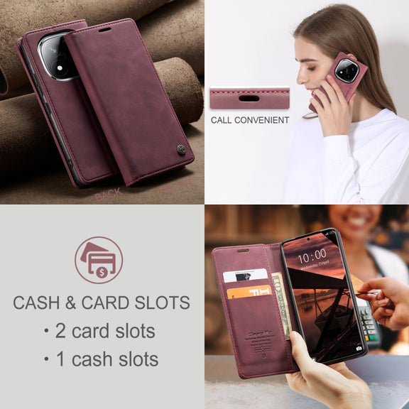 For Redmi Note 14 Pro 5G CaseMe 013 Multifunctional Horizontal Flip Leather Phone Case(Red)