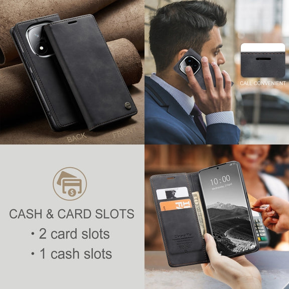For Redmi Note 14 Pro 5G CaseMe 013 Multifunctional Horizontal Flip Leather Phone Case(Black)