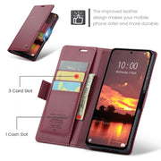For Redmi Note 14 5G CaseMe 023 Butterfly Buckle Litchi Texture RFID Anti-theft Leather Phone Case(Red)
