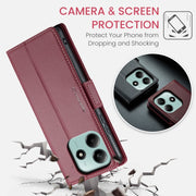 For Redmi Note 14 5G CaseMe 023 Butterfly Buckle Litchi Texture RFID Anti-theft Leather Phone Case(Red)