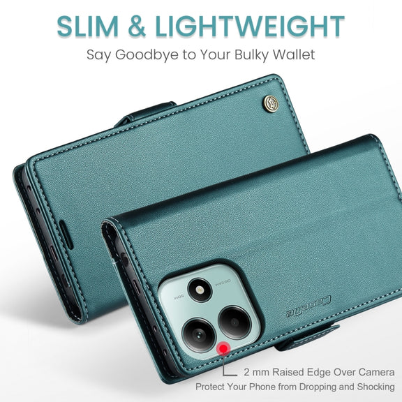 For Redmi Note 14 5G CaseMe 023 Butterfly Buckle Litchi Texture RFID Anti-theft Leather Phone Case(Green)