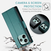 For Redmi Note 14 5G CaseMe 023 Butterfly Buckle Litchi Texture RFID Anti-theft Leather Phone Case(Green)