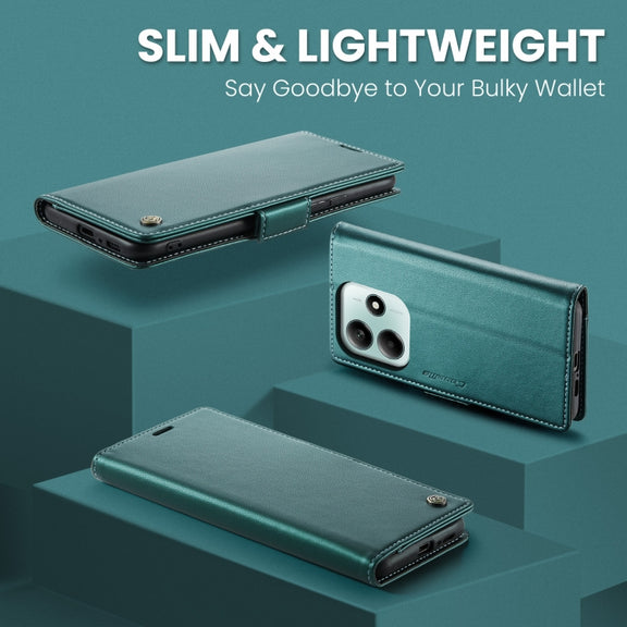 For Redmi Note 14 5G CaseMe 023 Butterfly Buckle Litchi Texture RFID Anti-theft Leather Phone Case(Green)