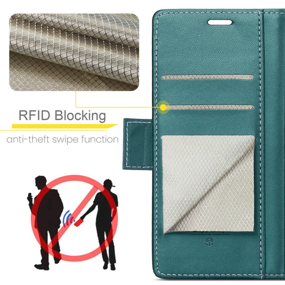 For Redmi Note 14 5G CaseMe 023 Butterfly Buckle Litchi Texture RFID Anti-theft Leather Phone Case(Green)