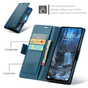 For Redmi Note 14 5G CaseMe 023 Butterfly Buckle Litchi Texture RFID Anti-theft Leather Phone Case(Blue)