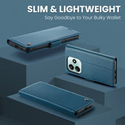 For Redmi Note 14 5G CaseMe 023 Butterfly Buckle Litchi Texture RFID Anti-theft Leather Phone Case(Blue)
