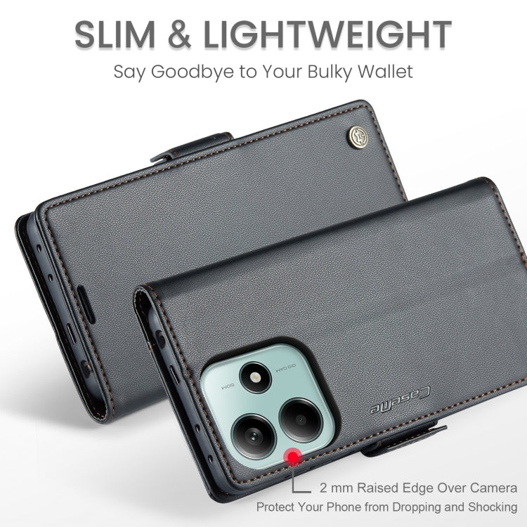 For Redmi Note 14 5G CaseMe 023 Butterfly Buckle Litchi Texture RFID Anti-theft Leather Phone Case(Black)