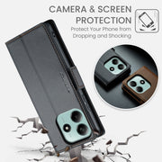 For Redmi Note 14 5G CaseMe 023 Butterfly Buckle Litchi Texture RFID Anti-theft Leather Phone Case(Black)