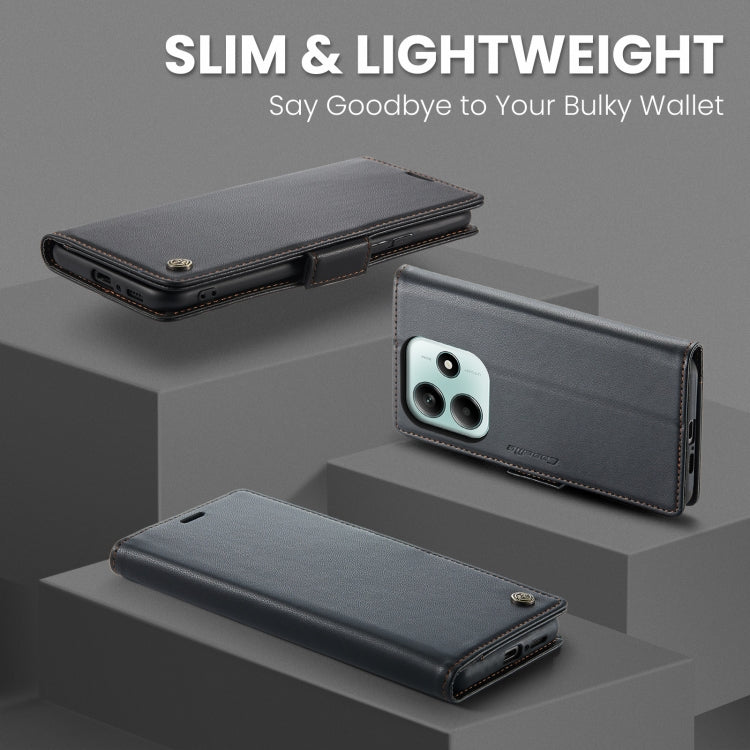 For Redmi Note 14 5G CaseMe 023 Butterfly Buckle Litchi Texture RFID Anti-theft Leather Phone Case(Black)