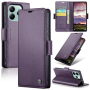For Redmi Note 14 5G CaseMe 023 Butterfly Buckle Litchi Texture RFID Anti-theft Leather Phone Case(Purple)