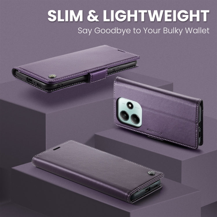 For Redmi Note 14 5G CaseMe 023 Butterfly Buckle Litchi Texture RFID Anti-theft Leather Phone Case(Purple)