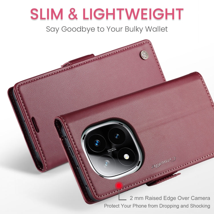 For Redmi Note 14 Pro 5G CaseMe 023 Butterfly Buckle Litchi Texture RFID Anti-theft Leather Phone Case(Red)