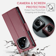For Redmi Note 14 Pro 5G CaseMe 023 Butterfly Buckle Litchi Texture RFID Anti-theft Leather Phone Case(Red)