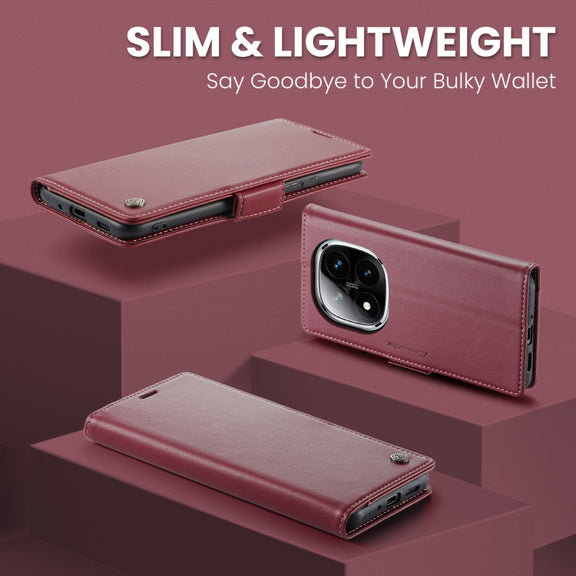 For Redmi Note 14 Pro 5G CaseMe 023 Butterfly Buckle Litchi Texture RFID Anti-theft Leather Phone Case(Red)