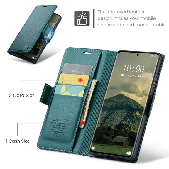 For Redmi Note 14 Pro 5G CaseMe 023 Butterfly Buckle Litchi Texture RFID Anti-theft Leather Phone Case(Green)