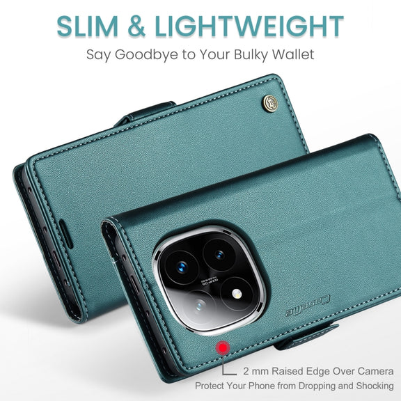 For Redmi Note 14 Pro 5G CaseMe 023 Butterfly Buckle Litchi Texture RFID Anti-theft Leather Phone Case(Green)
