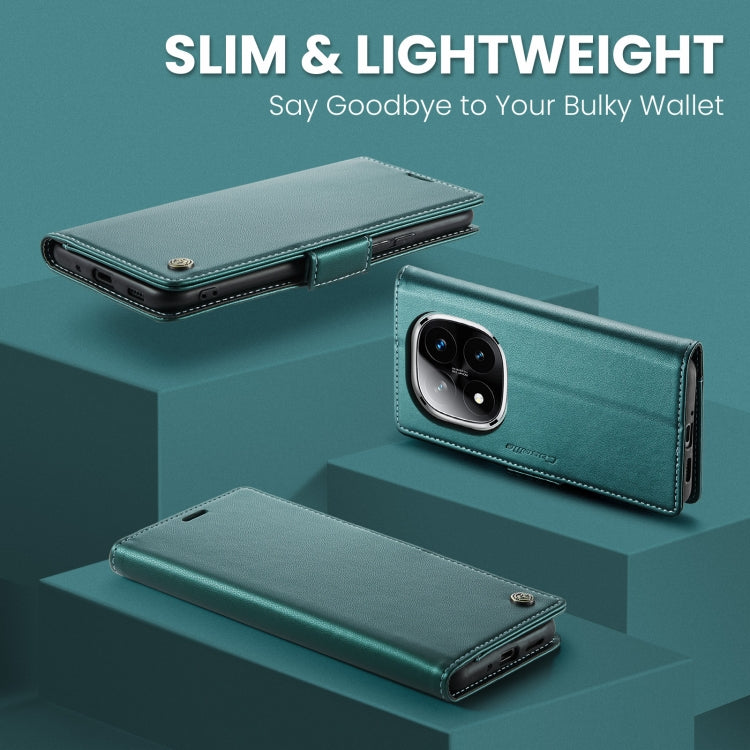 For Redmi Note 14 Pro 5G CaseMe 023 Butterfly Buckle Litchi Texture RFID Anti-theft Leather Phone Case(Green)