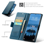 For Redmi Note 14 Pro 5G CaseMe 023 Butterfly Buckle Litchi Texture RFID Anti-theft Leather Phone Case(Blue)